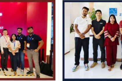 Group photo of Avalon ST and Zealwe Technology teams during SNEC 2025, showcasing international collaboration in solar testing solutions.