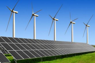NLC India Limited logo with renewable energy icons representing solar and wind projects expansion