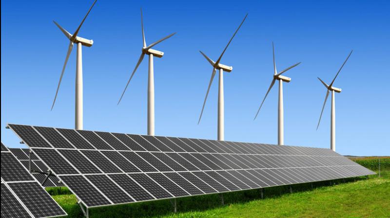 NLC India Limited logo with renewable energy icons representing solar and wind projects expansion