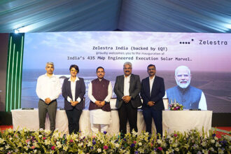 Solar panels at Gorbea Solar Power Project in Rajasthan, a 435 MW plant developed by Zelestra India under MNRE, promoting India’s clean energy growth.