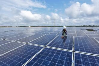 TNB's floating solar panels installed on Kenyir Lake as part of clean energy pilot project in Malaysia.
