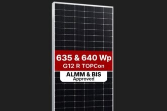 Gautam Solar unveils 635 and 640 Wp G12 R TOPCon Solar Modules at REI Expo 2025, Greater Noida — high-efficiency solar panels for next-gen energy.