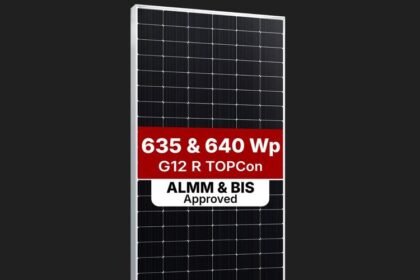 Gautam Solar unveils 635 and 640 Wp G12 R TOPCon Solar Modules at REI Expo 2025, Greater Noida — high-efficiency solar panels for next-gen energy.