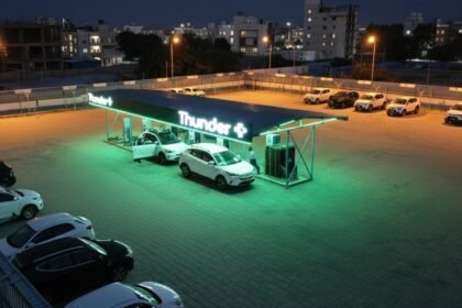 ThunderPlus MegaWatt EV Charging Hub near Bangalore Airport with 1 MW capacity and ultra-fast EV charging stations.
