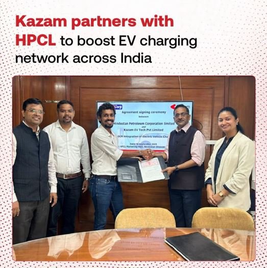 Kazam and HPCL partnership integrates 5,350 EV chargers into a unified public charging network across India