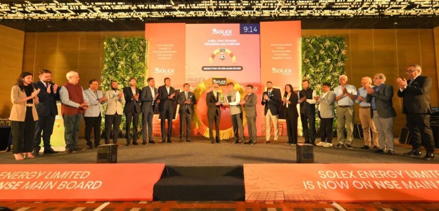 Solex Energy celebrates successful migration to NSE Main Board at event in Surat.