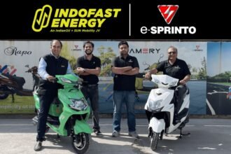 Electric two-wheeler from e-Sprinto powered by Indofast Energy battery-swapping technology