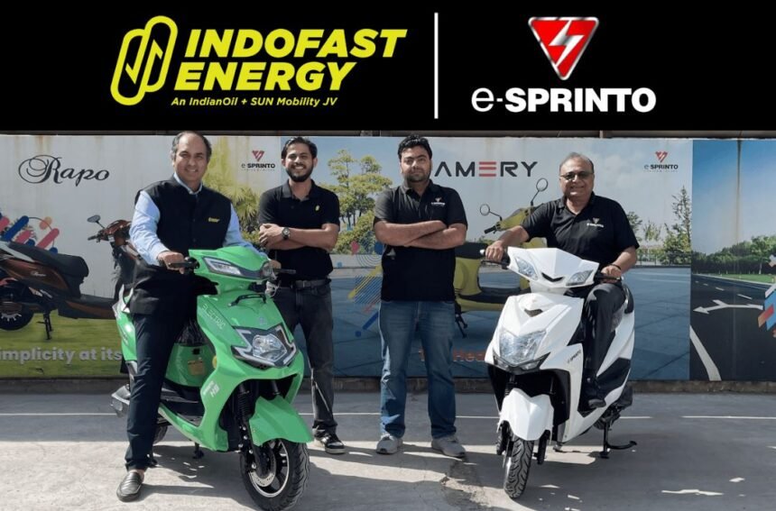 Electric two-wheeler from e-Sprinto powered by Indofast Energy battery-swapping technology