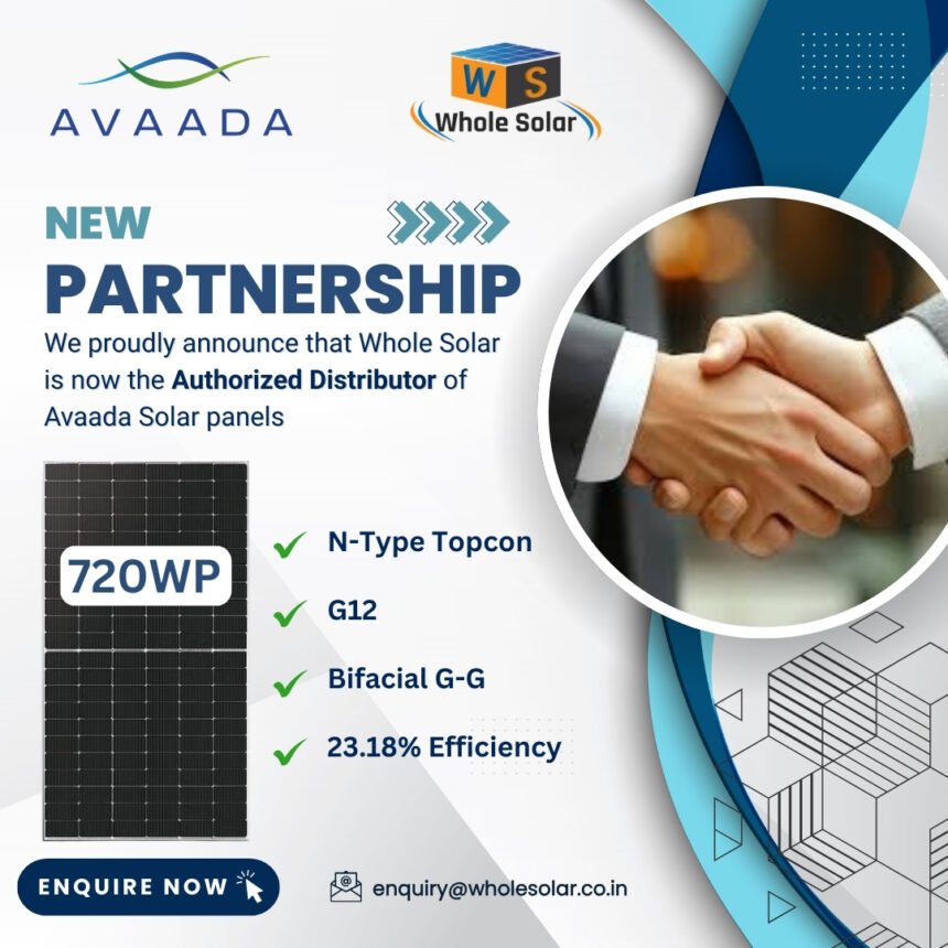 Whole Solar and Avaada partnership announced for solar panel distribution in North India