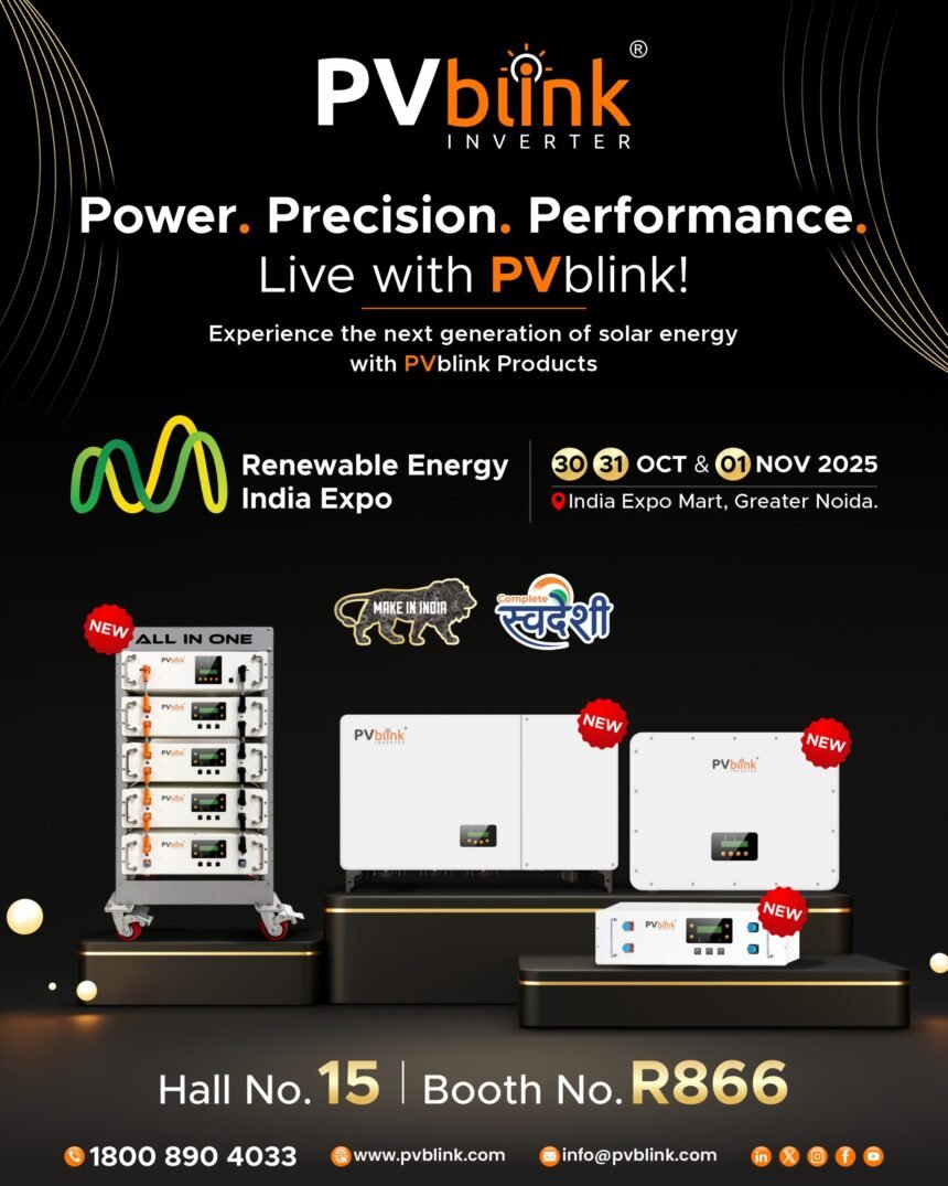 PVblink launches next-generation solar solutions at REI Expo 2025 featuring BESS, All-in-One Series, and C&I Ongrid Inverters under the theme Redefining Power Reinventing the Future.