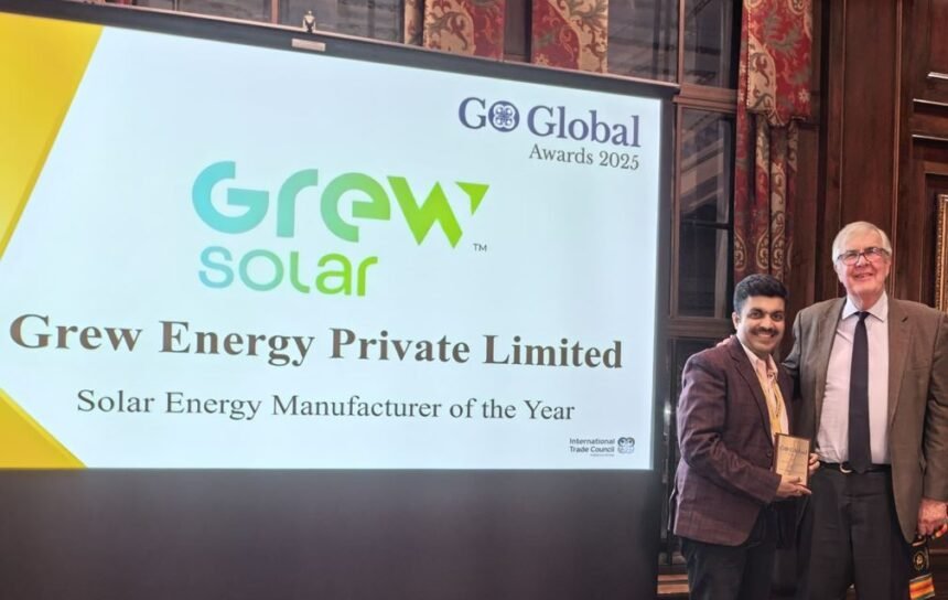 GREW Solar receives ‘Solar Energy Manufacturer of the Year 2025’ award at House of Lords, London