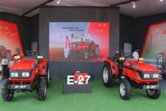 Montra Electric launches the E-27, India’s first ARAI-certified electric tractor, at EIMA Agrimach India 2025.
