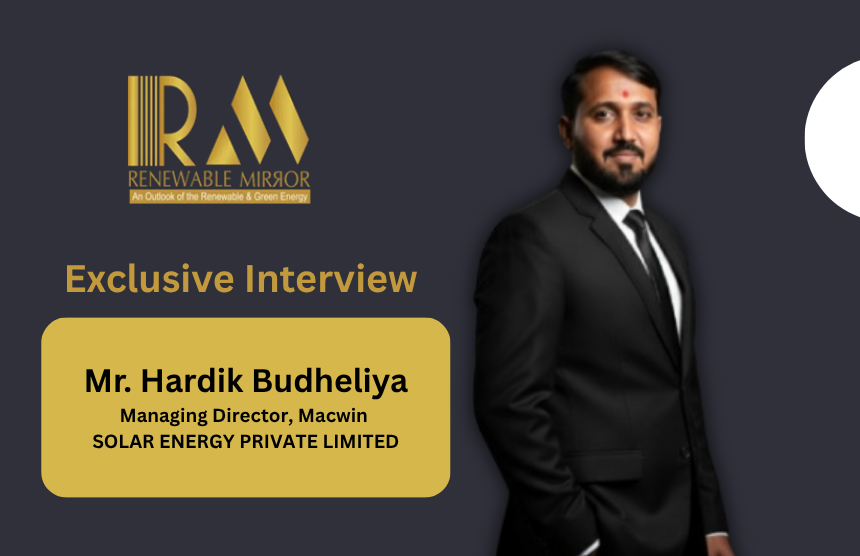 Macwin Solar Energy booth at REI Expo 2025 showcasing high-efficiency solar modules and 2 GW expansion plan.