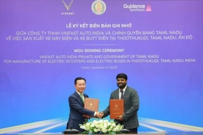 VinFast signs MoU with Tamil Nadu Government for 200-hectare land allocation at SIPCOT Industrial Park in Thoothukudi.