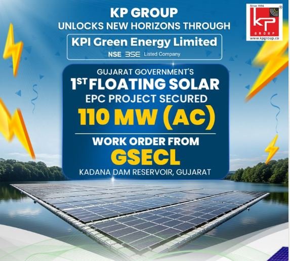 KPI Green Energy awarded 142 MW floating solar EPC project at Kadana Dam by GSECL