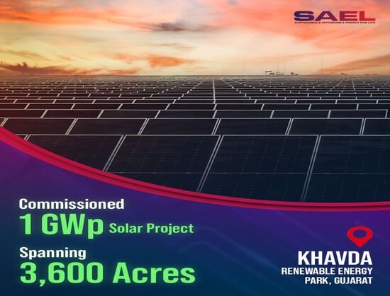 SAEL Industries Commissions 1 GWp Solar Power Plant at Khavda Renewable Energy Park in Gujarat