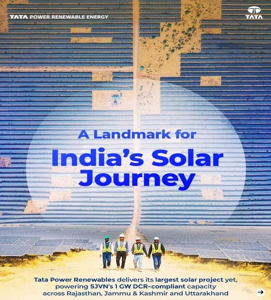 Tata Power Renewable Energy Commissions SJVN’s 1 GW DCR Solar Project in India