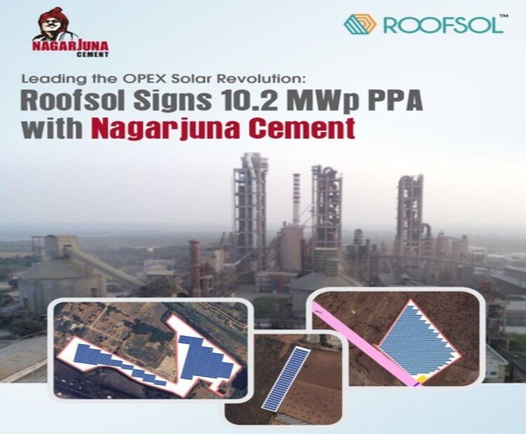 Roofsol Energy signs 25 year rooftop solar power purchase agreement with Nagarjuna Cement for multi state industrial facilities in Andhra Pradesh and Telangana