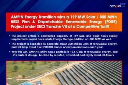 AMPIN Wins 199 MW Solar and 800 MWh BESS FDRE Project Under SECI Tranche VII