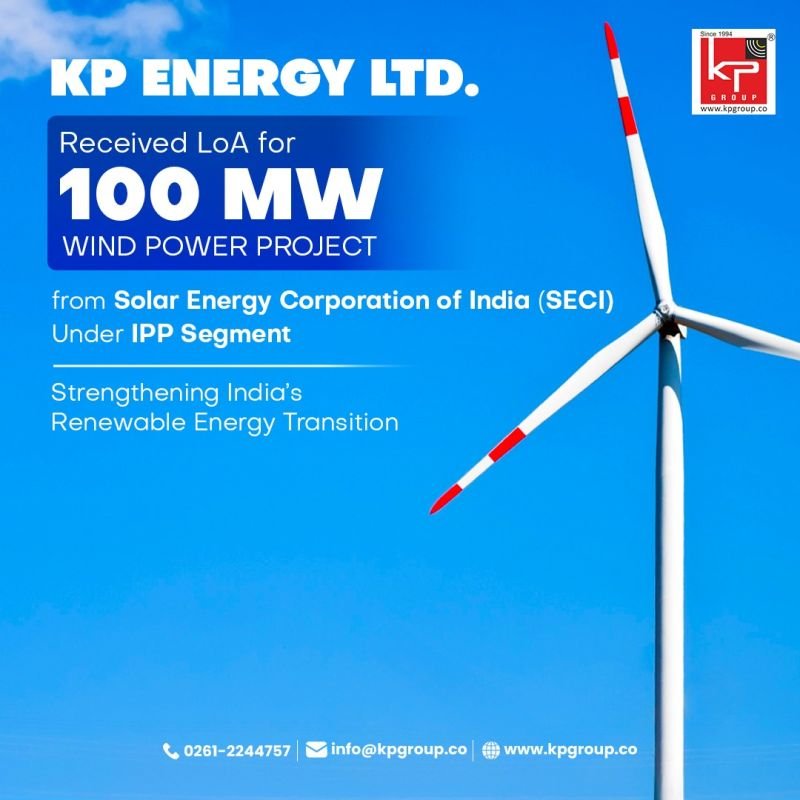 KP Energy Wins 100 MW ISTS-Connected Wind Project from SECI at ₹3.67/kWh