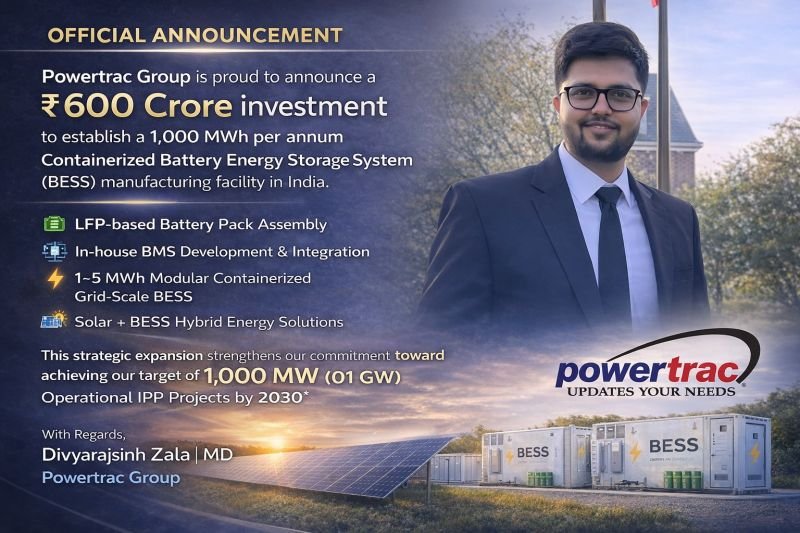 Powertrac Group to Invest ₹600 Crore in 1,000 MWh BESS Manufacturing Facility