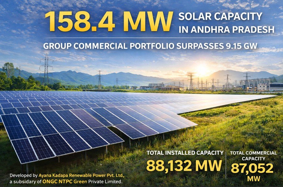 NTPC Green Energy Adds 158.4 MW Solar Capacity in Andhra Pradesh; Portfolio Crosses 9.15 GW