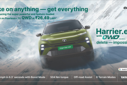 TATA EV Launches Harrier EV Fearless+ QWD 75 with Quad Wheel Drive at ₹26.49 Lakh