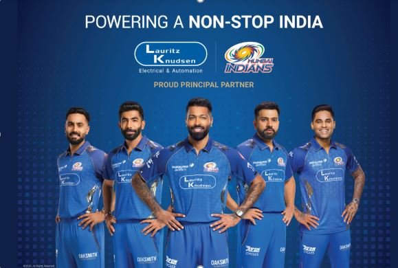 Lauritz Knudsen Electrical and Automation partnership with Mumbai Indians IPL team jersey and branding