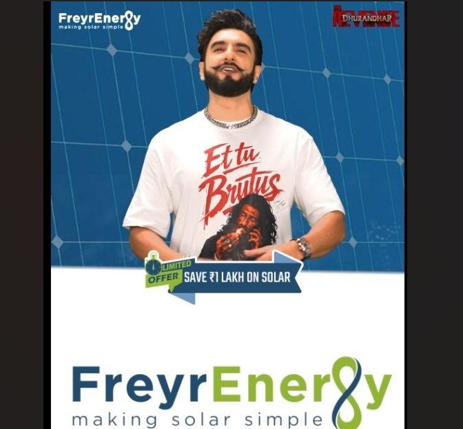 Freyr Energy Partners with Ranveer Singh’s Dhurandhar 2 to Promote AI-Powered Self-Cleaning Solar Tech