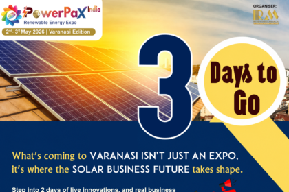 PowerPax India Expo 2026 Varanasi solar exhibition with industry professionals, solar panels, and renewable energy solutions on display