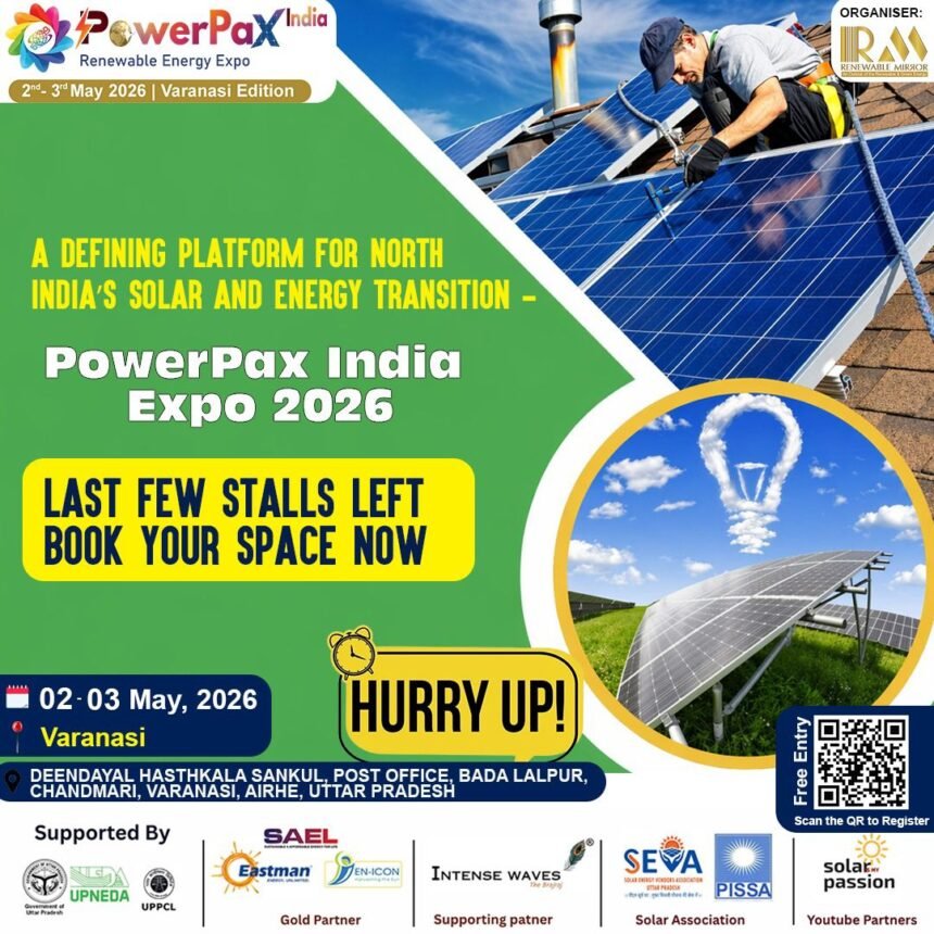 PowerPax India Expo 2026 Varanasi solar exhibition showcasing EPC companies, rooftop solar solutions, and renewable energy technologies in Uttar Pradesh
